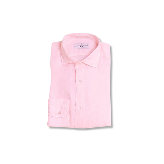 chemise lin rose pliee col italien homme vetement ete chic respirant