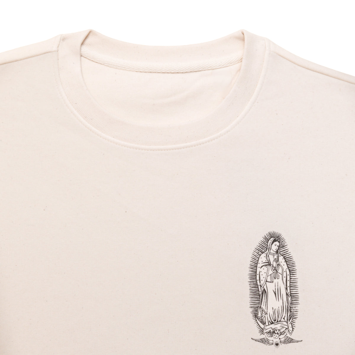 Détail col sweat-shirt natural raw Santa Maria en coton biologique