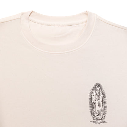 Détail col sweat-shirt natural raw Santa Maria en coton biologique