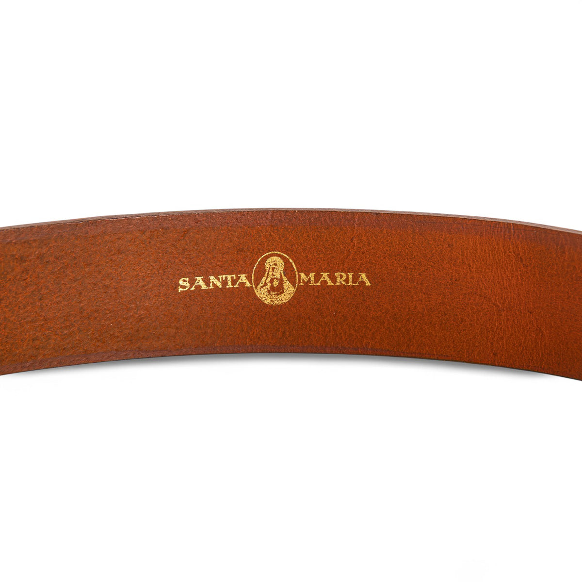 Détail cuir pleine fleur tannage végétal ceinture Santa Maria fabrication française