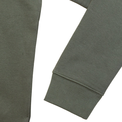 Détail manche sweat Santa Maria vert en coton bio
