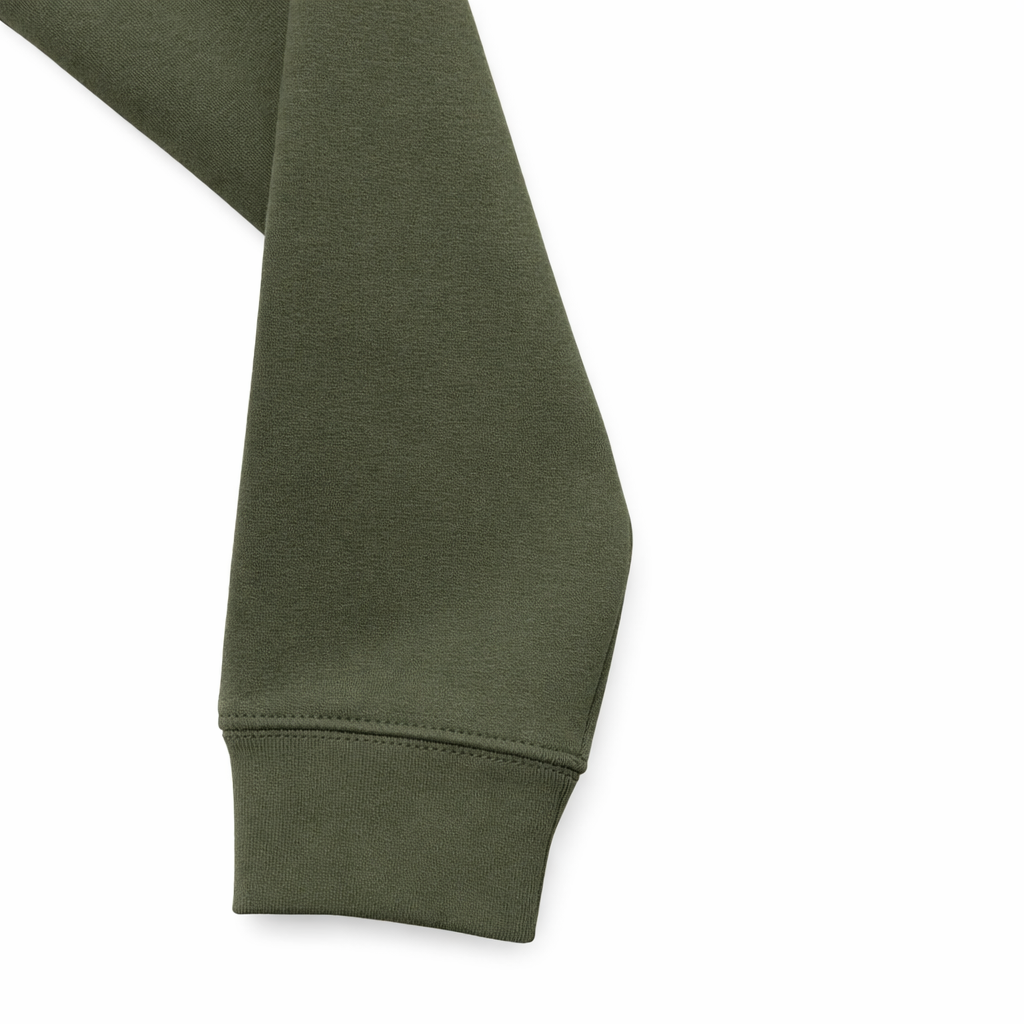 Détail du tissu en coton biologique du hoodie Santa Maria vert