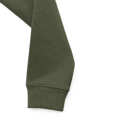 Détail du tissu en coton biologique du hoodie Santa Maria vert