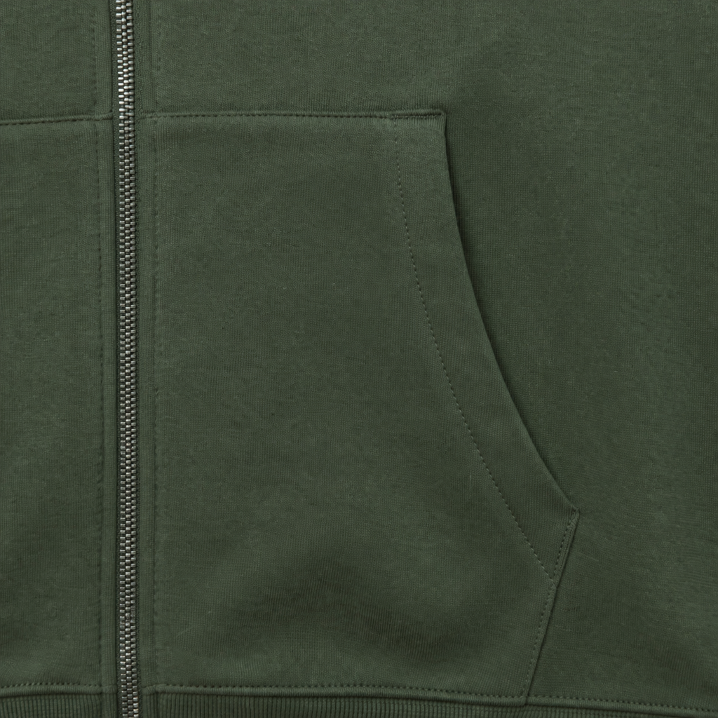 detail poche sweat zippe vert santa maria 