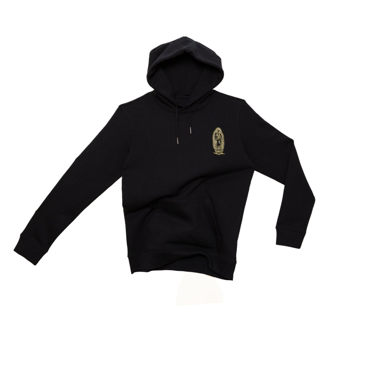 Sweat à capuche noir Santa Maria avec broderie dorée coupe unisexe