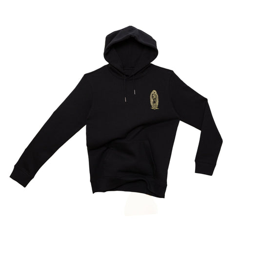 Sweat à capuche noir Santa Maria avec broderie dorée coupe unisexe