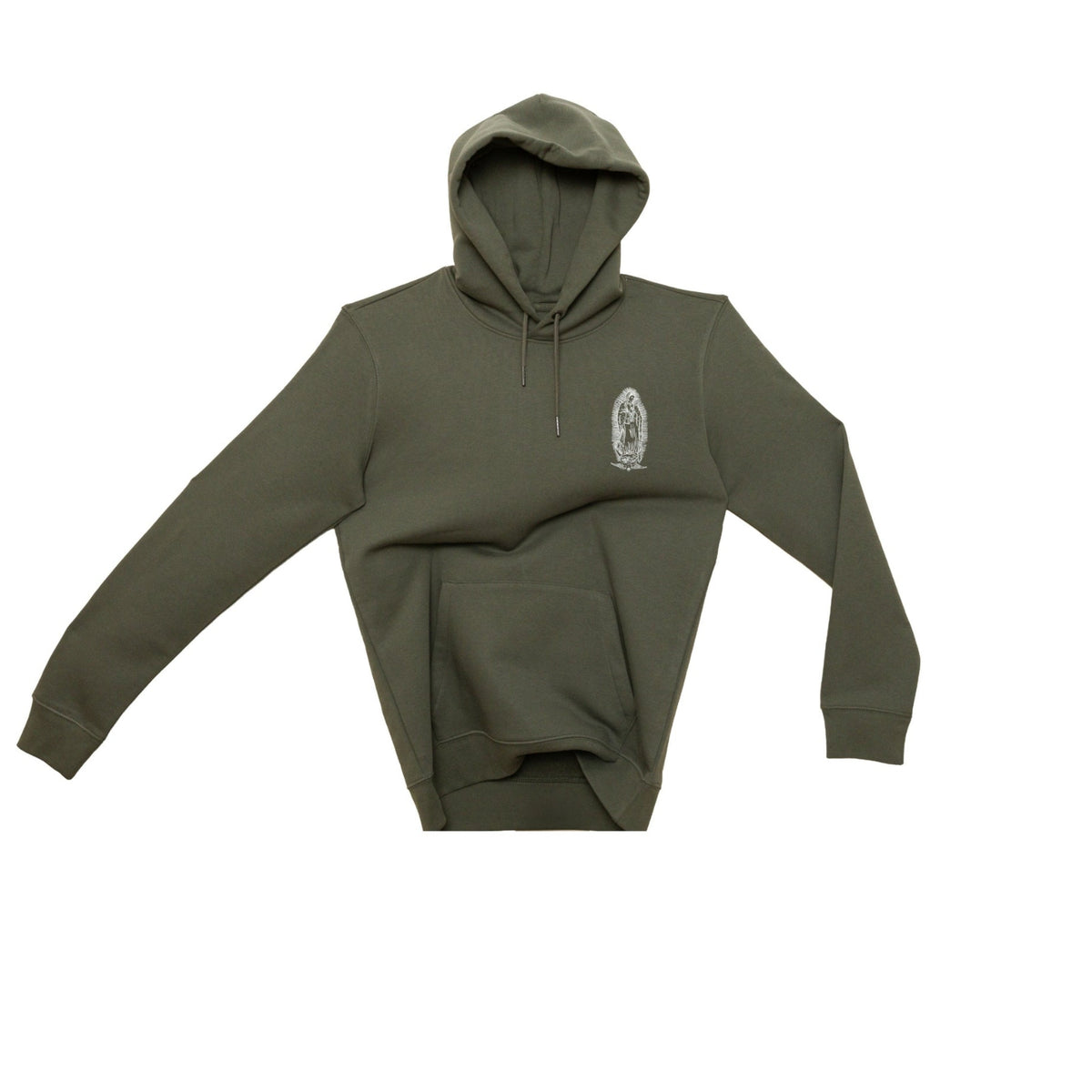 Sweat à capuche kaki Santa Maria avec impression blanche coupe unisexe