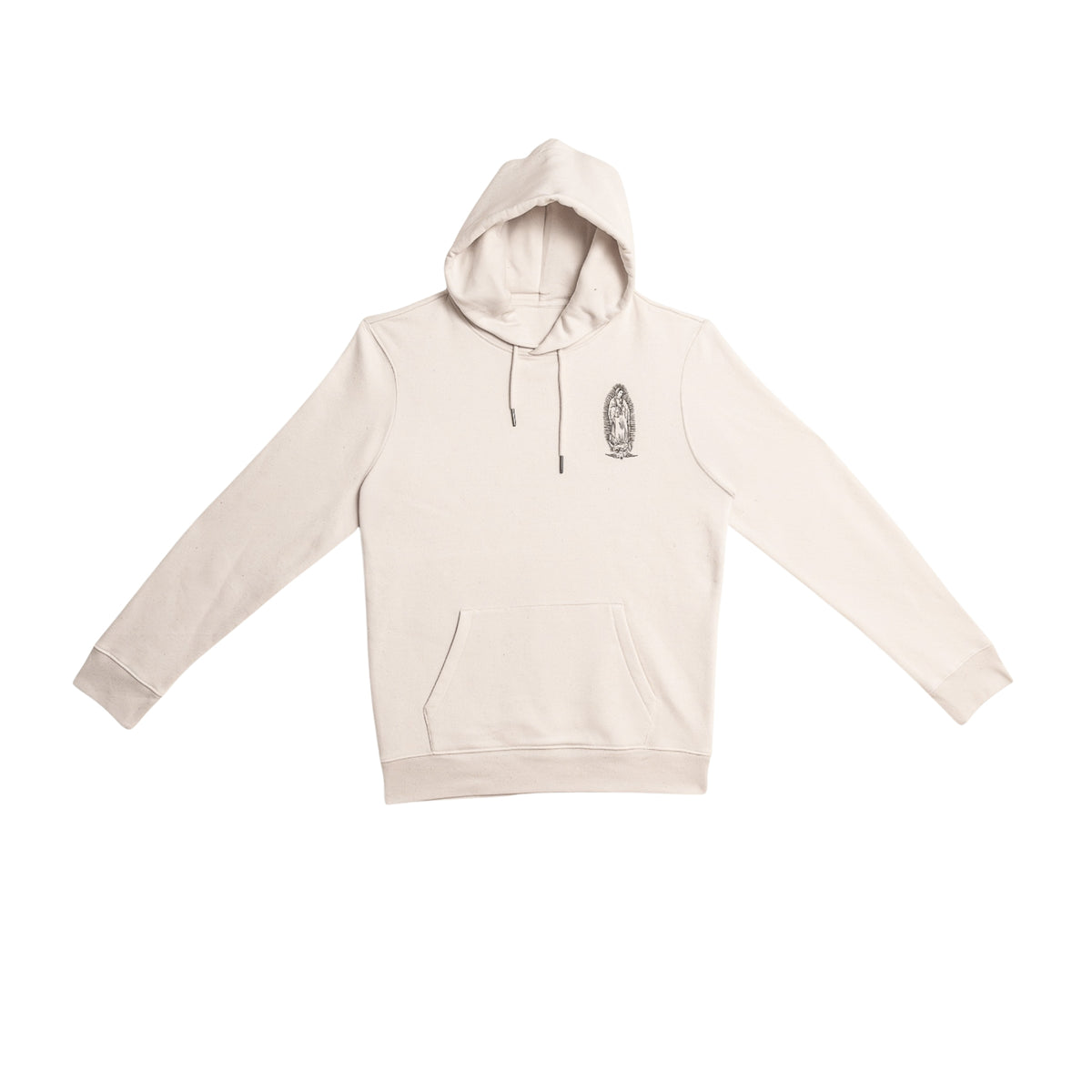 Hoodie natural raw Santa Maria avec logo noir imprimé sur le devant en coton biologique