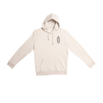 Hoodie natural raw Santa Maria avec logo noir imprimé sur le devant en coton biologique