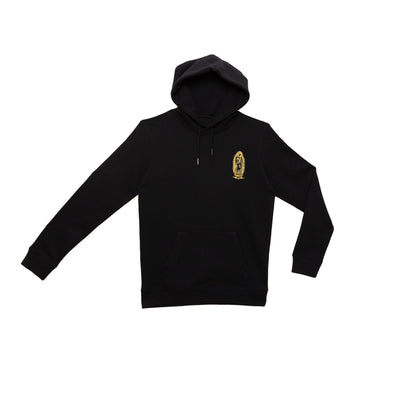 Hoodie noir Santa Maria avec motif brodé doré sur le devant