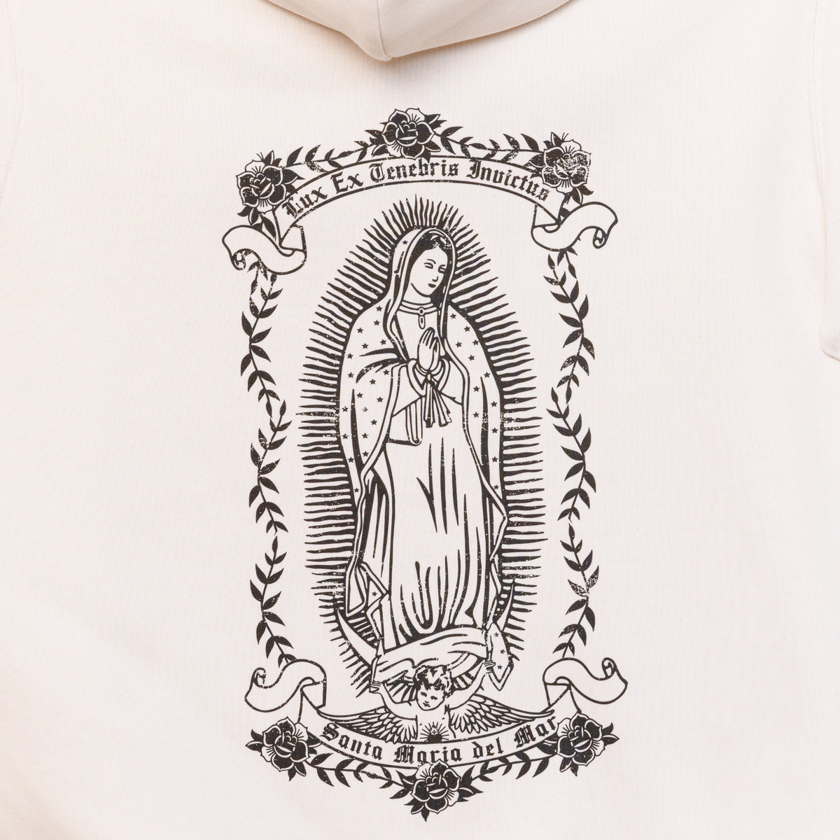 Illustration iconique Santa Maria noire style encadré vintage