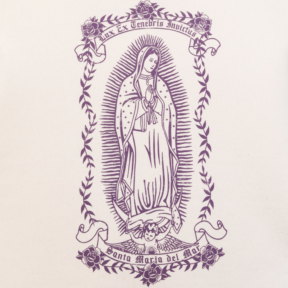Illustration Santa Maria violette style encadré vintage