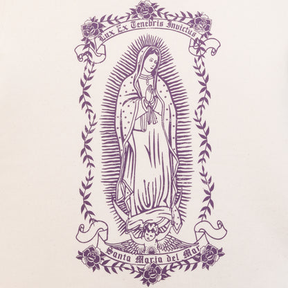 Illustration Santa Maria violette style encadré vintage