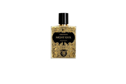 Eau de parfum Night Idol Coreterno flacon avec design noir et doré création artisanale italienne