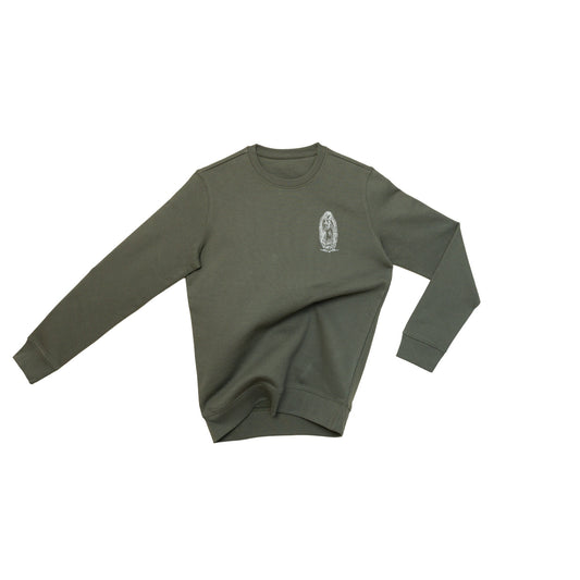 Sweat kaki Santa Maria avec impression blanche coupe unisexe