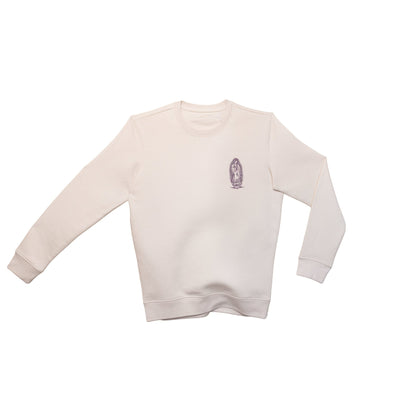 Sweat natural raw Santa Maria avec motif violet imprimé coupe unisexe