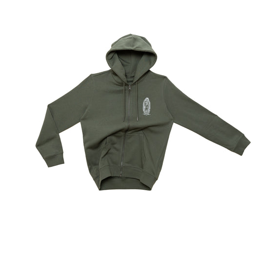Veste à capuche zippée Santa Maria coton biologique fabriquée en France hoodie vert unisexe confortable concept store