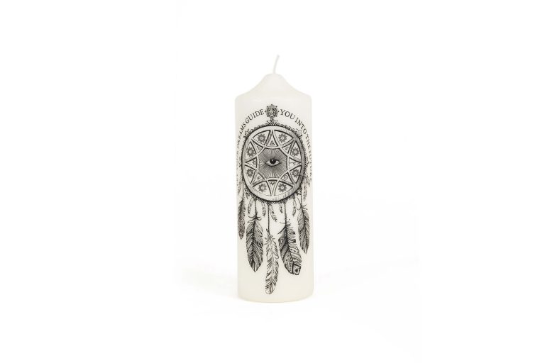 bougie coreterno dream catcher bougie pilier artisanale italienne decoration interieur bougie design objet decoratif protection reve