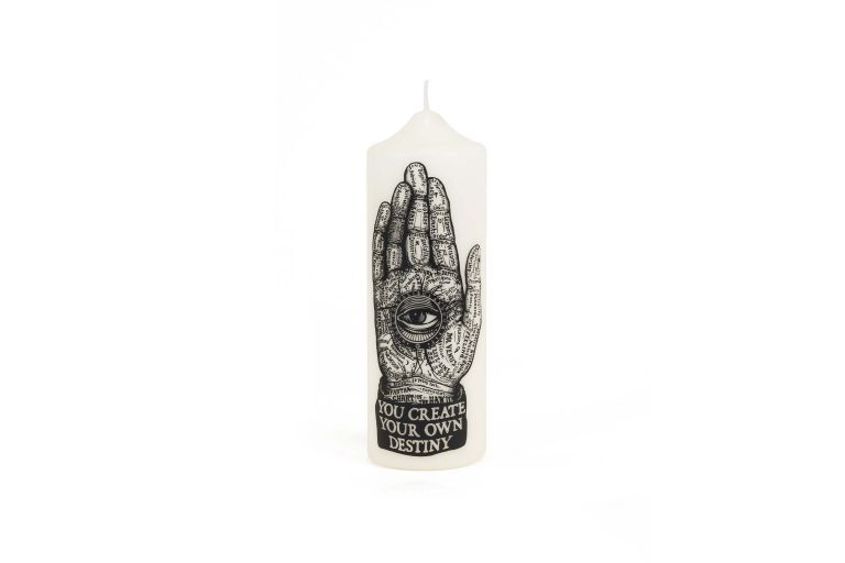 bougie coreterno palmistry bougie pilier artisanale italienne decoration interieur bougie design objet decoratif mystique chiromancie