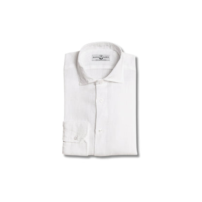 chemise lin blanche pliee col italien homme chemise elegante lin naturel