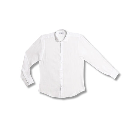 chemise lin blanche homme vue face coupe droite chemise ete respirante