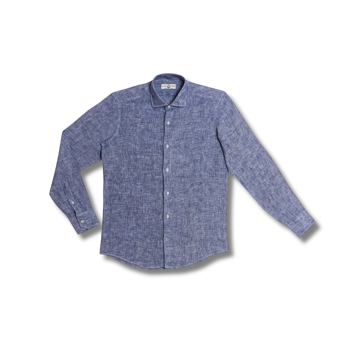 chemise lin bleu chine homme vue face coupe droite chemise elegante ete