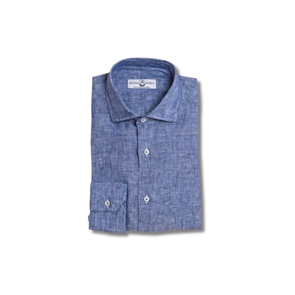 chemise lin bleu chine pliee col italien homme vetement ete chic respirant