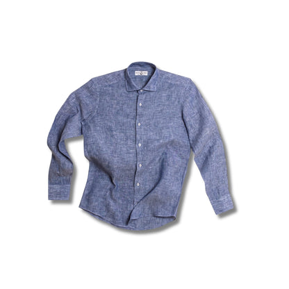 chemise lin bleu chine homme santa maria coupe droite chemise ete elegante lin biologique