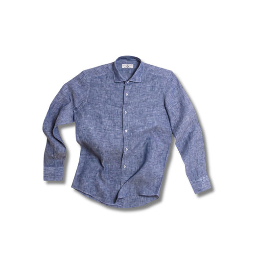 chemise lin bleu chine homme santa maria coupe droite chemise ete elegante lin biologique