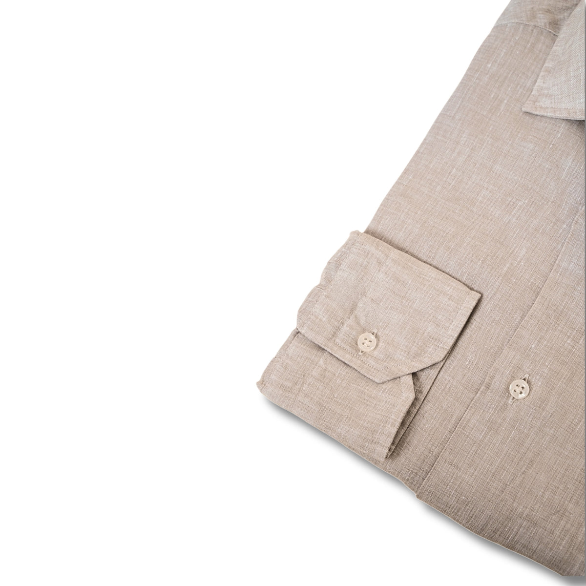 Détail boutons de la chemise en lin Santa Maria beige
