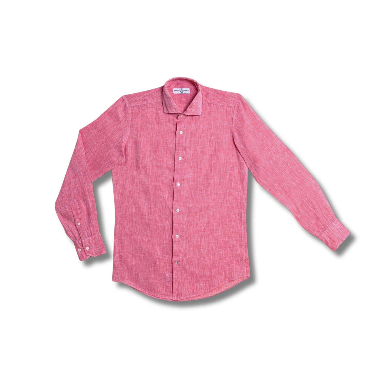 chemise lin rose poudre homme vue face coupe droite chemise elegante ete