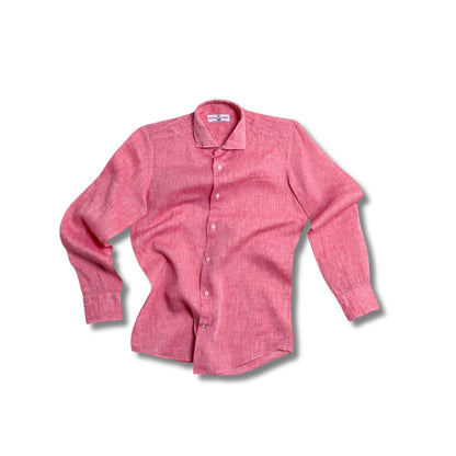 chemise lin rose poudre homme santa maria coupe droite chemise ete elegante lin biologique