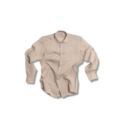 chemise lin beige santa maria homme coupe droite lin biologique chemise elegante naturelle