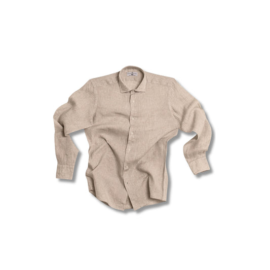 chemise lin beige santa maria homme coupe droite lin biologique chemise elegante naturelle