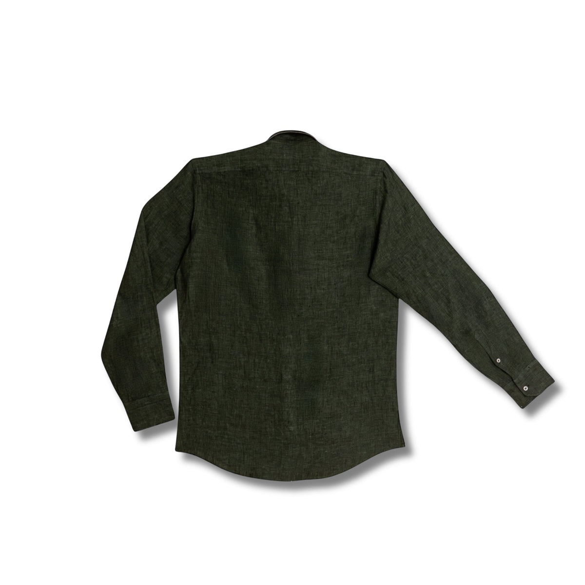 chemise lin vert olive dos homme coupe droite vetement lin bio fabrication sicile