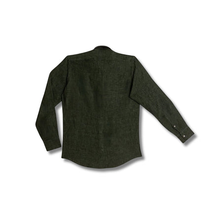 chemise lin vert olive dos homme coupe droite vetement lin bio fabrication sicile