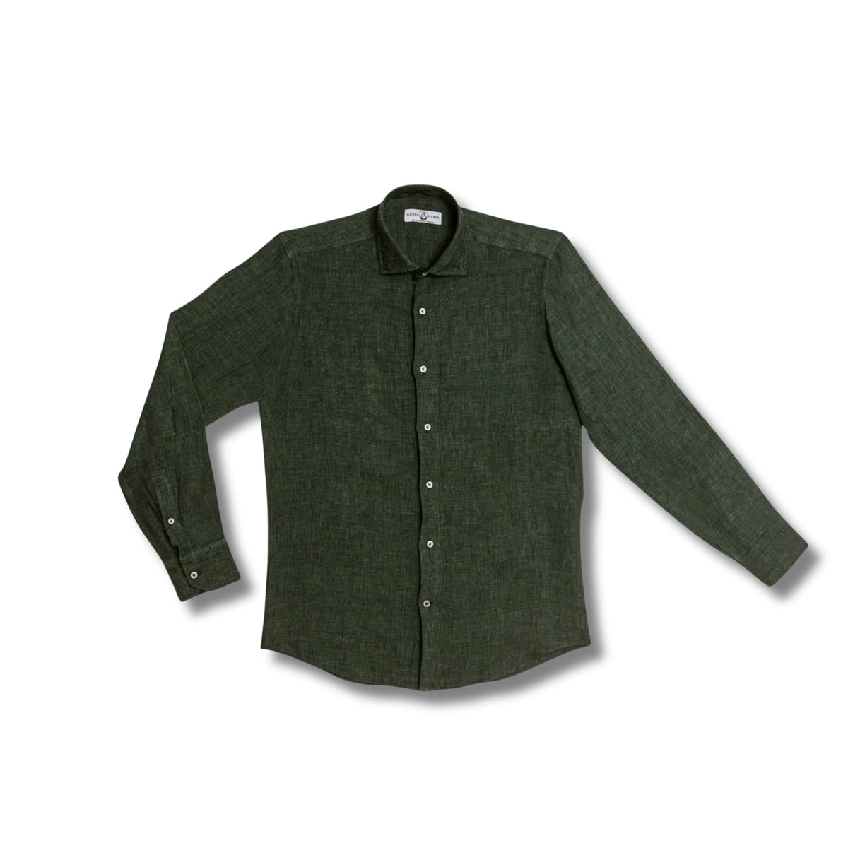 chemise lin vert olive homme vue face coupe droite chemise elegante ete