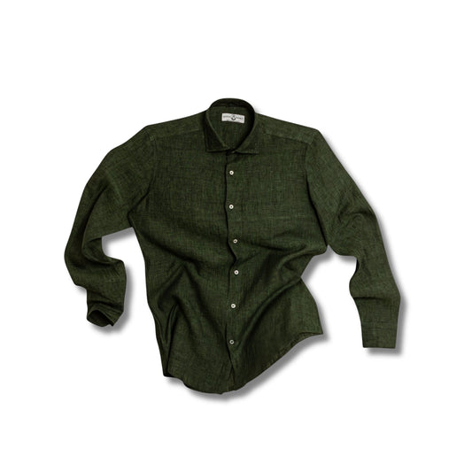 chemise lin vert olive homme santa maria coupe droite chemise ete elegante lin biologique