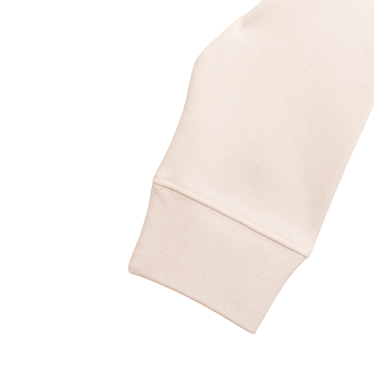 Détail manche sweat Santa Maria blanc en coton bio