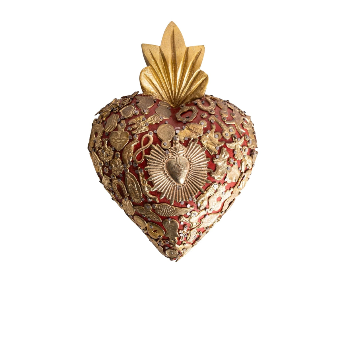 ex voto coeur bois sculpte artisanal mexique decoration murale objet spirituel