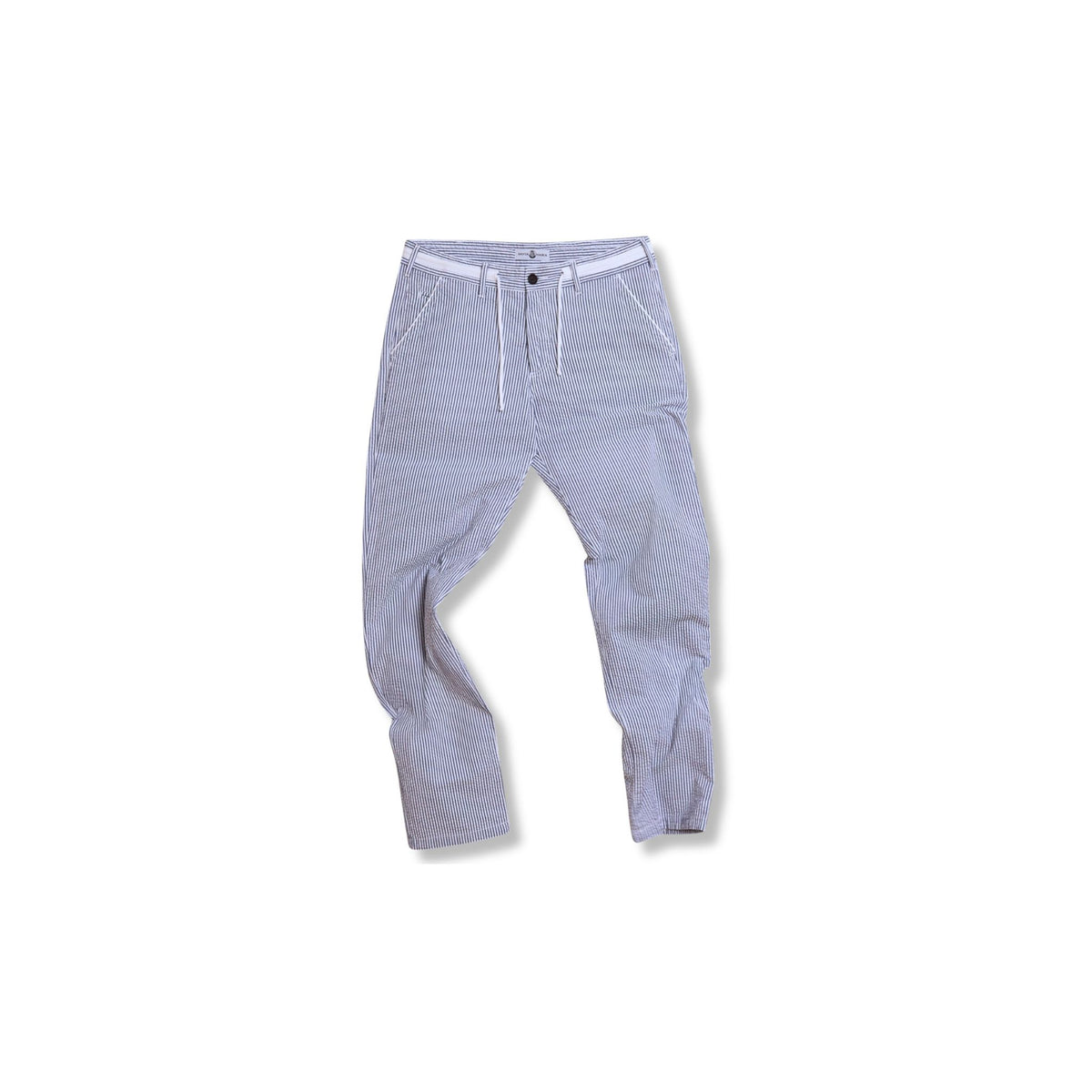 pantalon seersucker bleu santa maria coton biologique homme coupe droite pantalon ete leger