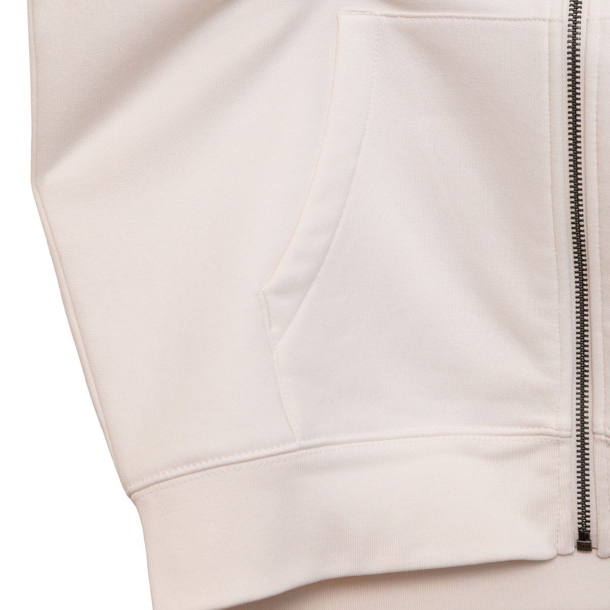 Détail matière coton biologique sweat zippé Santa Maria écru