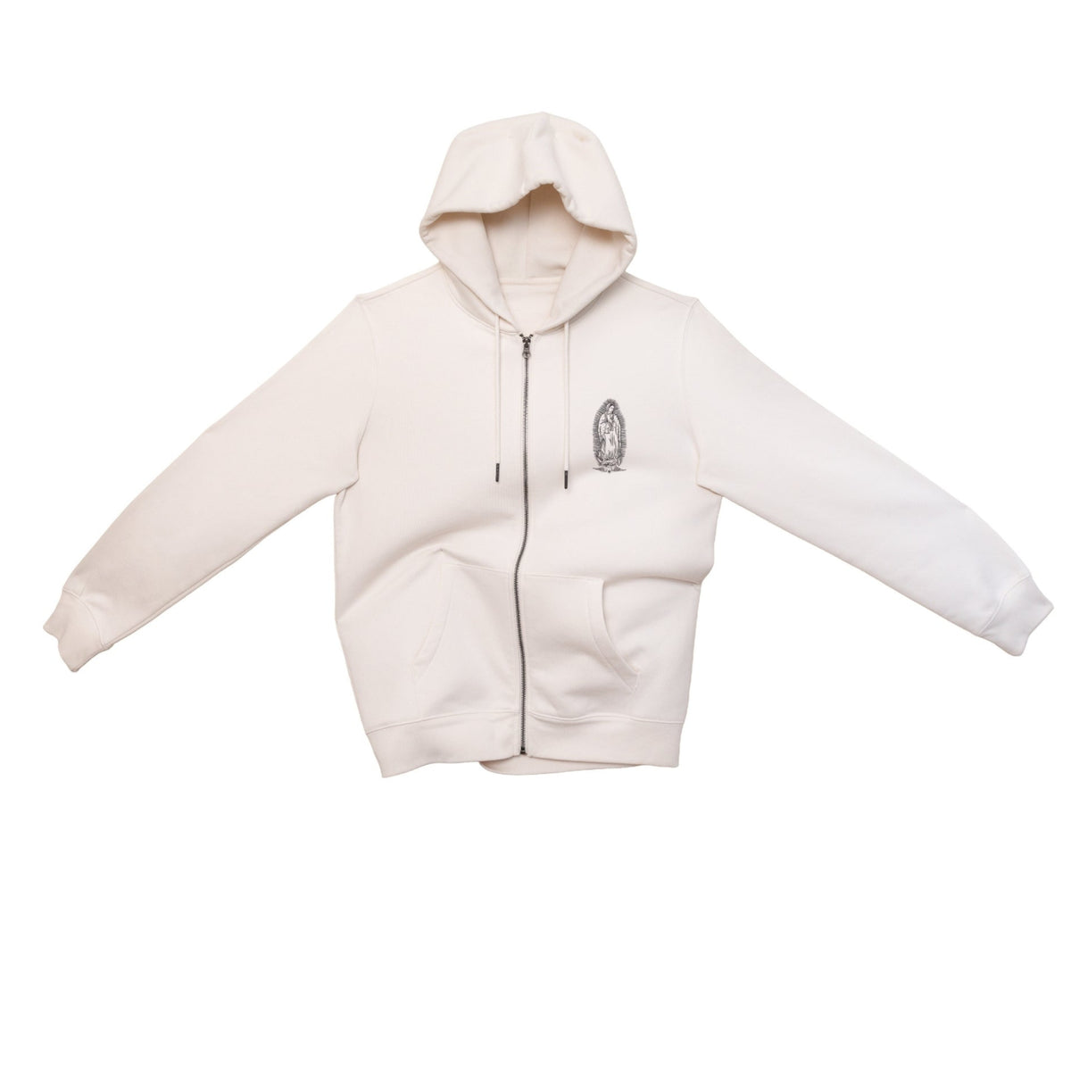 veste a capuche zippee blanche Santa Maria hoodie coton biologique fabrique en France unisexe confortable vetement ecoresponsable